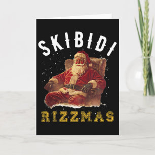 Cartão Gorro de Papai Noel Vintage Skibidi Rizzmas Natal