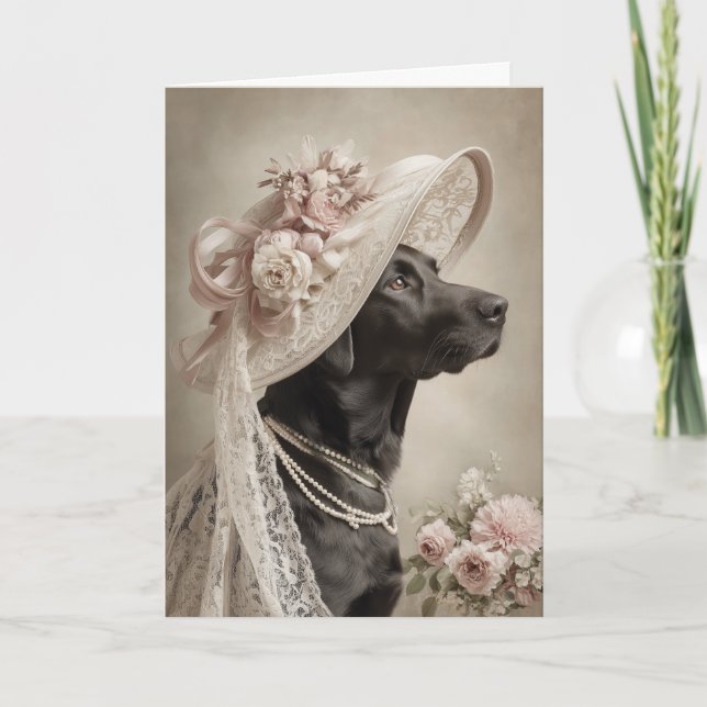 Cartão Gorro de Páscoa Black Lab (Frente)