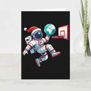 Cartão Gorro Divertido de Papai Noel Astronauta Dunking T