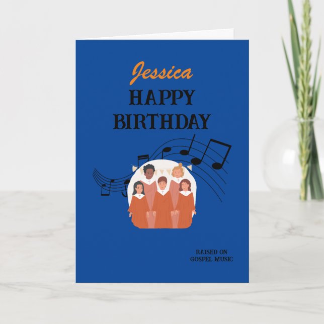 Cartão Gospel Music Happy Birthday personalizado (Frente)