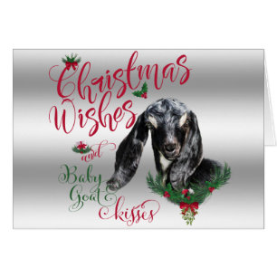 Cartão GOTA O Natal Deseja O Bebê Goat Kisses Nubian