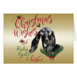 Cartão GOTA O Natal Deseja O Bebê Goat Kisses Nubian
