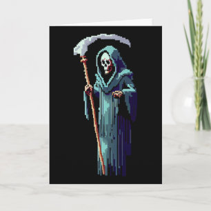 Cartão Goth Gamer 8 Bit Arte Pixel Vídeo Game Ceifador 
