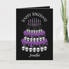 Cartão Goth Grunge Skulls Cake Happy Birthday
