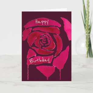 Cartão Gothic abstract rose watercolor birthday