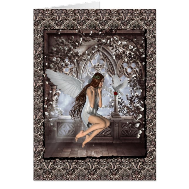 Cartão Gothic Angel e sua pomba (Frente)