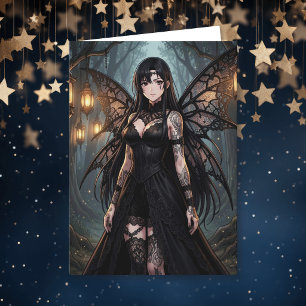 Cartão Gothic Anime Fada Menina   Branco 
