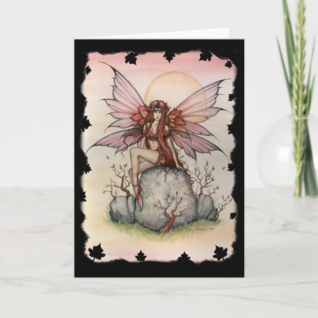 Cartão Gothic Autumn Fall Faerie Fairy Greeting Card (Frente)