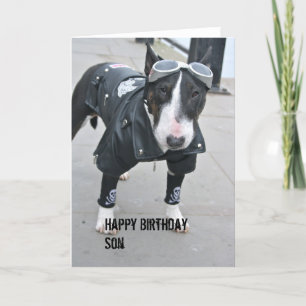 Cartão Gótica Bulldog Feliz Aniversário Filho Card