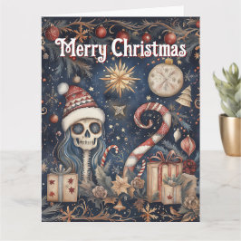 Cartão Gótica Natal Festivo Maluco Caveira