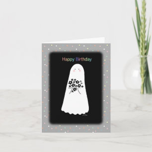 Cartão Gótico Art Creepy Cute Kawaii Ghost Happy Birthday