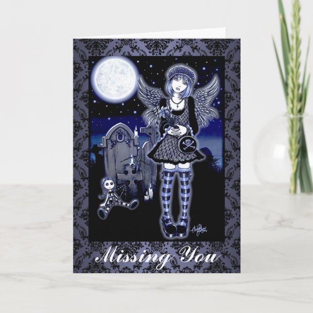 Cartão gótico da arte do anjo-da-guarda de (Frente)