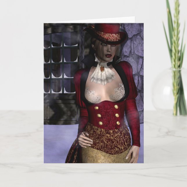 Cartão gótico do inverno do Victorian das meninas (Frente)