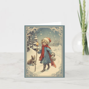 Cartão Gouache Vintage Retro Christmas