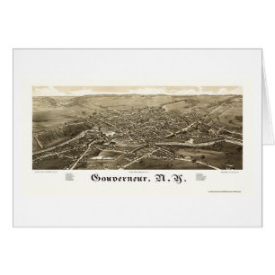 Cartão Gouverneur, mapa panorâmico de NY - 1885