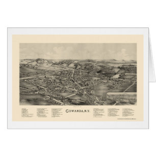Cartão Gowanda, mapa panorâmico de NY - 1892