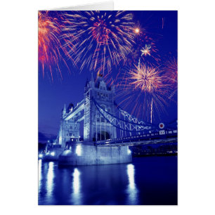 Cartão Grã-Bretanha, Londres. Fogos de artifício sobre a