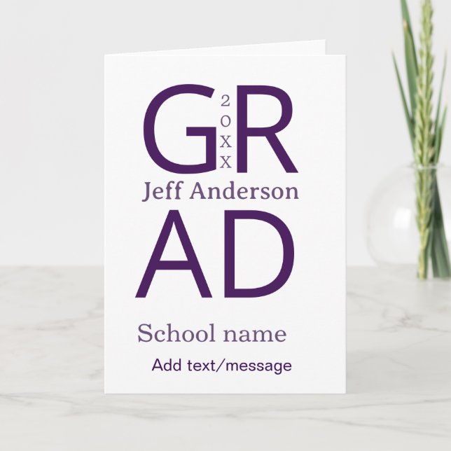 Cartão Grad typography modern graduation simple minimal c (Frente)