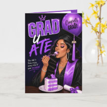 Grad U Ate Turma de 2026 Mulher Negra Roxo Grad