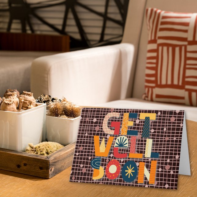 Cartão Grade Ousada Abstrata e Pontos Get Well Soon (Criador carregado)