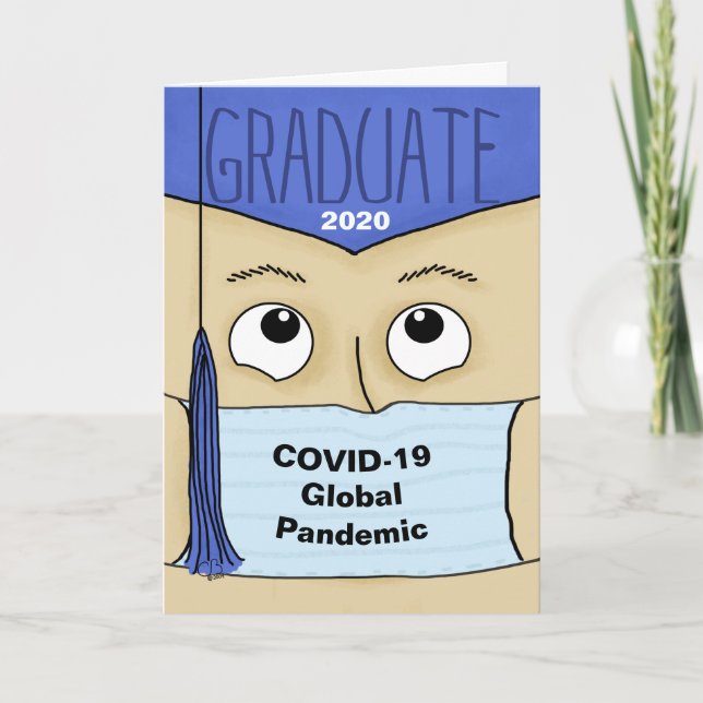 Cartão Graduação 2020 durante o Formando masculino COVID- (Frente)