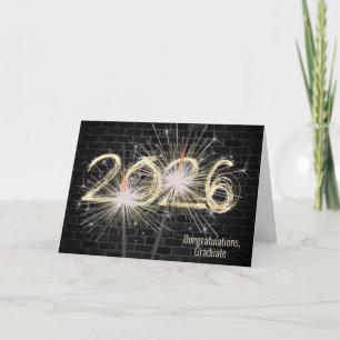 Cartão Graduação De 2025 Dourados Sparklers Em Brick