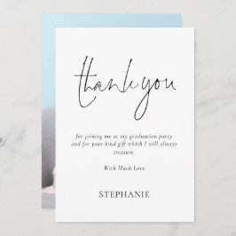 Cartão Graduação de Foto com Script Informal Obrigado