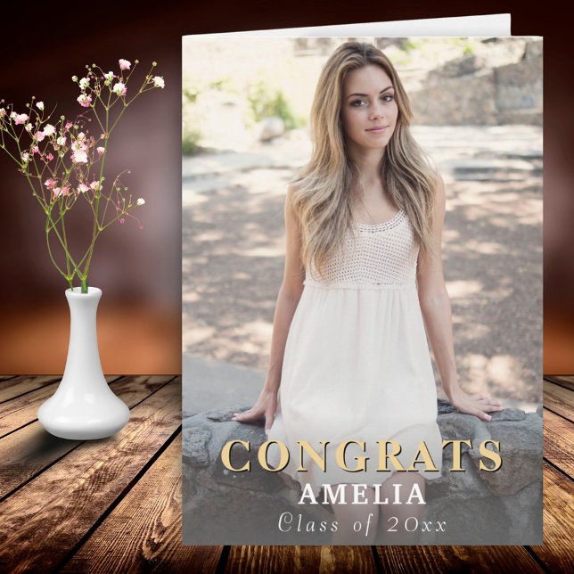 Cartão Graduação de Foto de Cheio de Parabéns Modernos (Criador carregado)