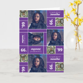 Cartão Graduação de Foto Quadrada Ano Roxo