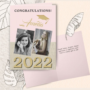 Cartão Graduação de Foto Rustic Dusty Pink 2