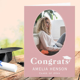 Cartão Graduação de fotos rosa-Formando