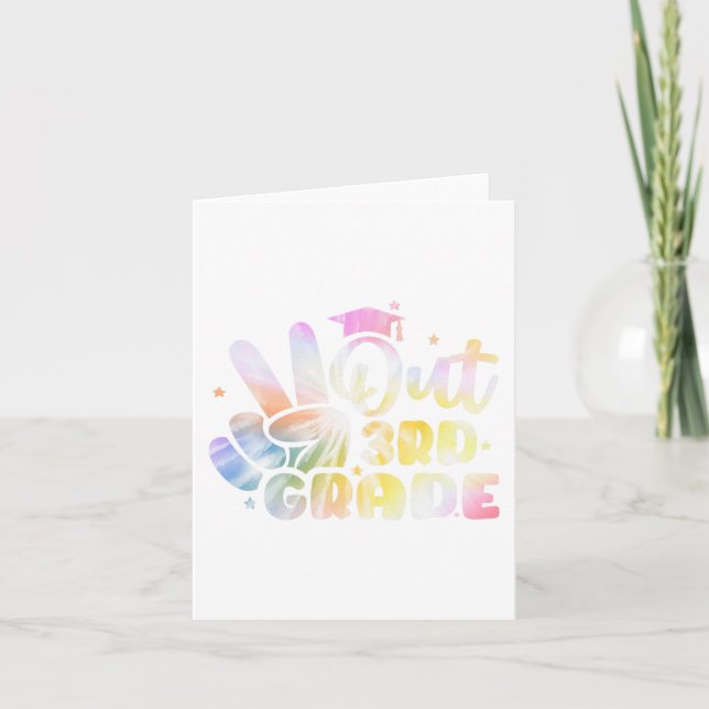 Cartão Graduação De Grau Tie Dye No Último Dia Da Escola  (Frente)