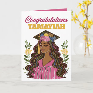 Cartão Graduação de Mulher Negra Glamour Moderno