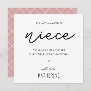 Cartão Graduação de Niece Moderna e Bonita Personalizada
