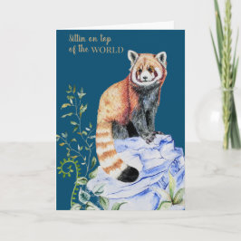 Cartão Graduação de Panda Vermelha de Watercolor