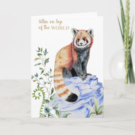 Cartão Graduação de Panda Vermelha de Watercolor