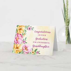 Cartão Graduação de Parabéns de neta floral