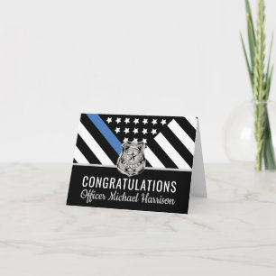 Cartão Graduação de Parabéns de Sinalizador de Linha Azul