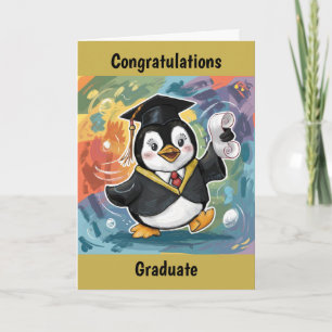 Cartão Graduação de pinguins personalizada