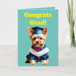 Cartão Graduação de Terrier de Yorkshire Cute