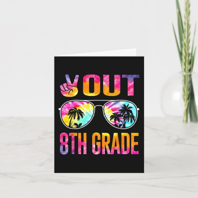 Cartão Graduação De Tie Dye Fora Do 8º Ano No Último Dia  (Frente)