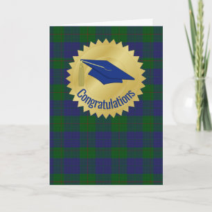 Cartão Graduação de Xadrez Masculina e Boné Mortarboard