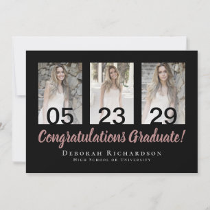 Cartão Graduação Personalizada de Colagem de Fotos Modern