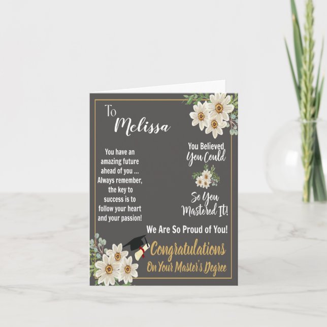 Cartão Graduação personalizada de mestrado (Frente)