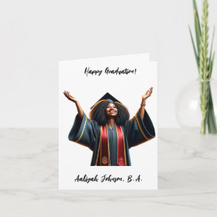 Cartão Graduação Personalizada de Mulher Afro-Americana