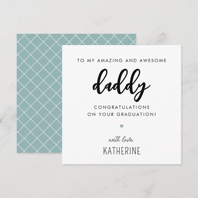 Cartão Graduação personalizada de Pai moderno e bonito (Frente/Verso)