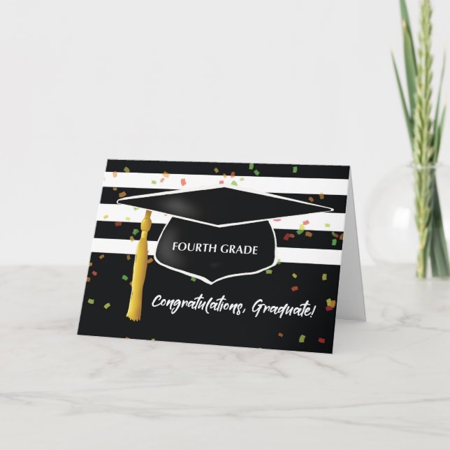 Cartão Graduação Quarto Grau com Boné e Branco Preto (Frente)