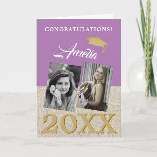 Cartão Graduação Roxo Rústico 2 Foto Graduação 