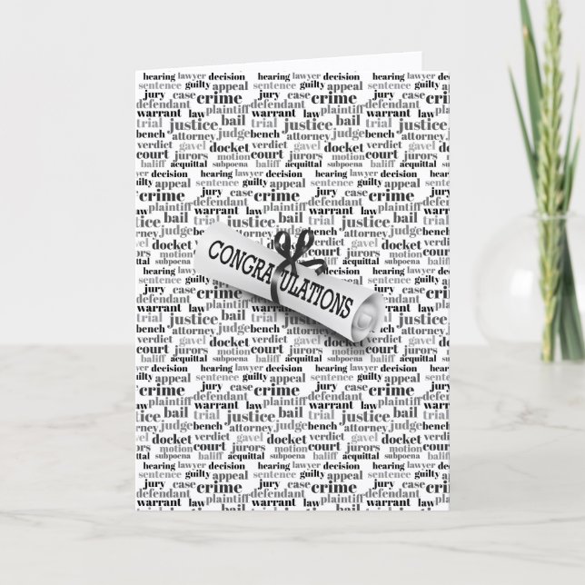 Cartão Graduation Judicial Text Word Cloud on White (Frente)