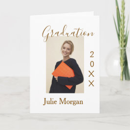 Cartão Graduation photo brown golden year 20XX namesimple